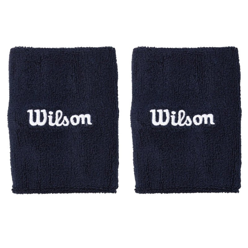 WHITE/NAVY/BLACK זוג מגני זיעה  WILSON Wide Terry Wristbands